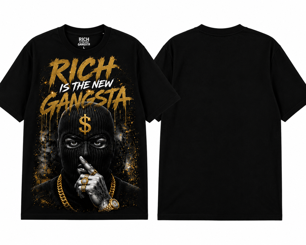 Rich Is The New Gangsta™ – Stay Silent Tee (Black/Gold)