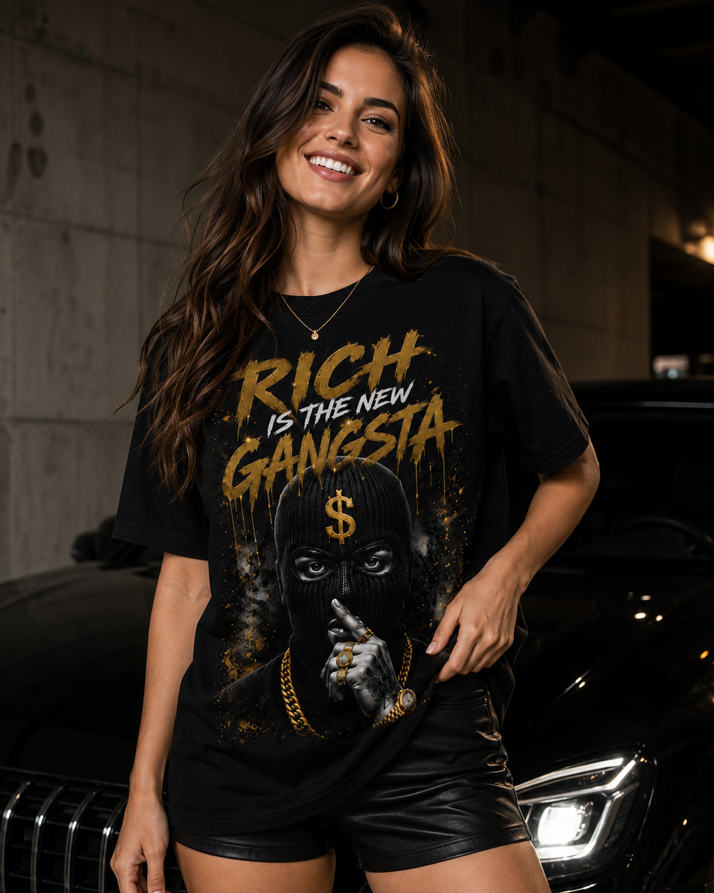 Rich Is The New Gangsta™ – Stay Silent Tee (Black/Gold)