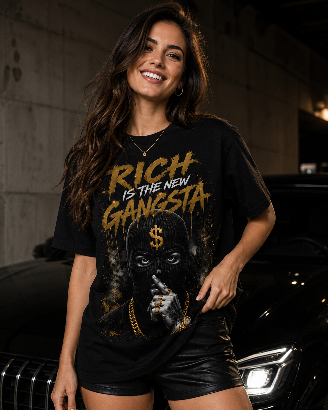 Rich Is The New Gangsta™ – Stay Silent Tee (Black/Gold)