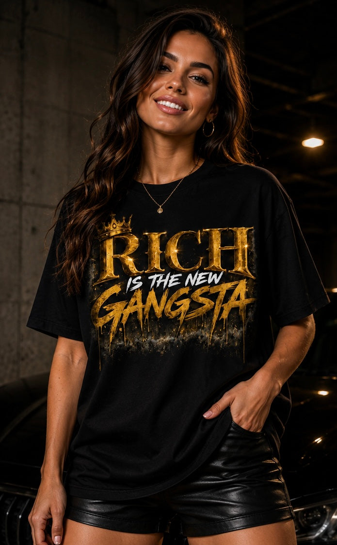 Rich Is The New Gangsta™ – No Fear Tee (Black/Gold) With Original Logo