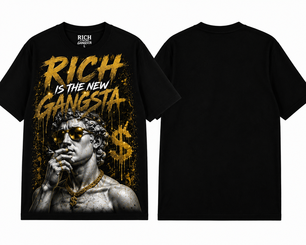 Rich Is The New Gangsta™ – Golden Vision Tee (Black/Gold)