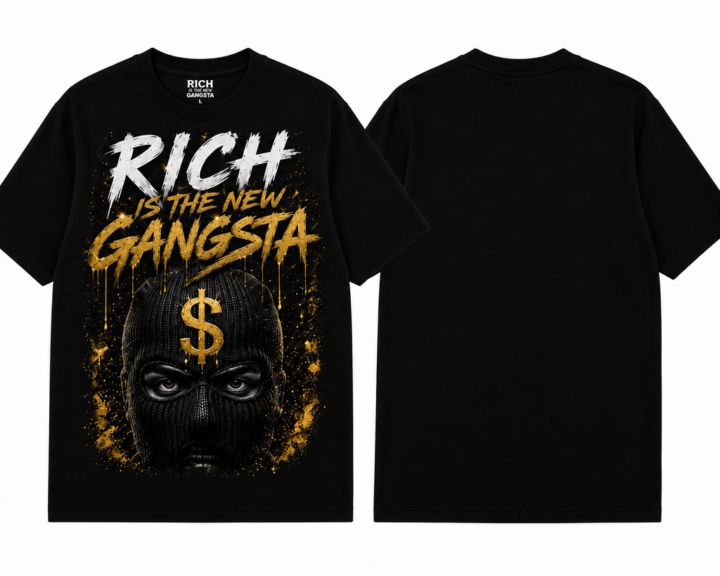 Rich Is The New Gangsta™ – Silent Wealth Tee (Black/Gold)