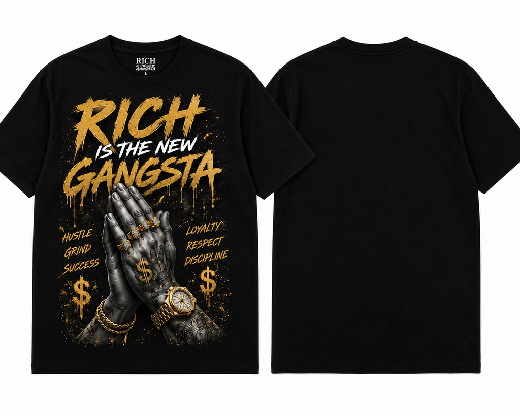 Rich Is The New Gangsta™ – Pray for Success Tee (Black/Gold)